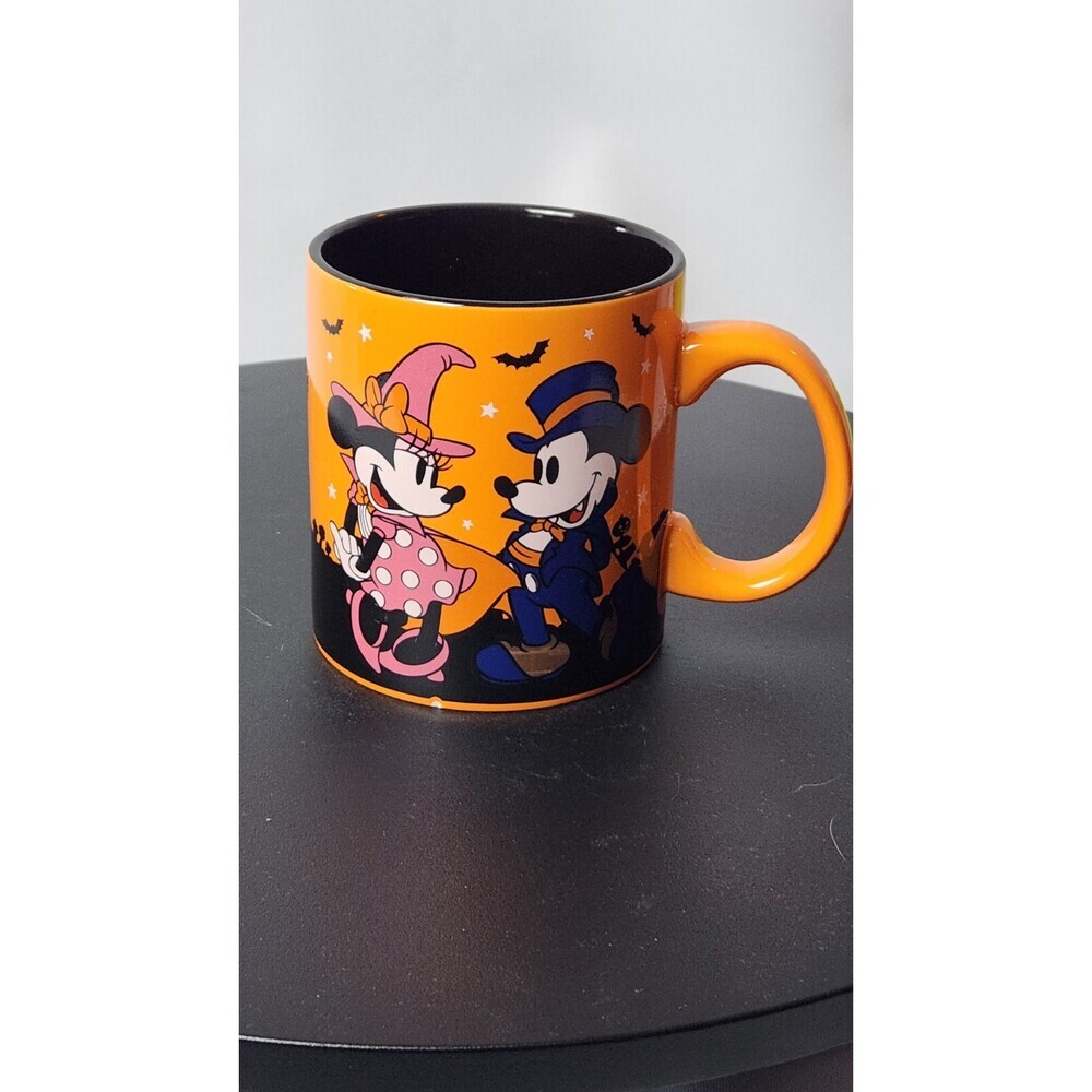 Disney Halloween MUG Mickey & Minnie Mouse Spooky 20 oz Coffee Cup Orange Black